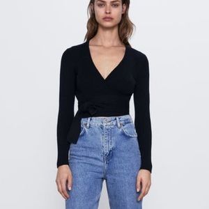 Zara Ribbed Wrap Top